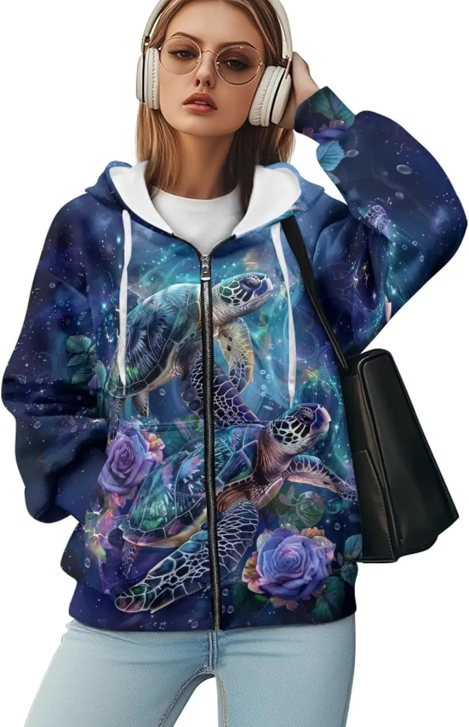 DISNIMO Cute Zip Up Hoodies for Women Y2K Jacket Graphic Sweatshirt Size XS-XL