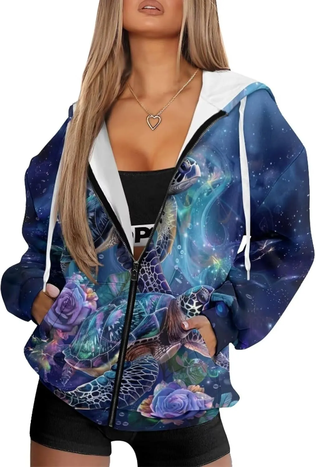 DISNIMO Cute Zip Up Hoodies for Women Y2K Jacket Graphic Sweatshirt Size XS-XL