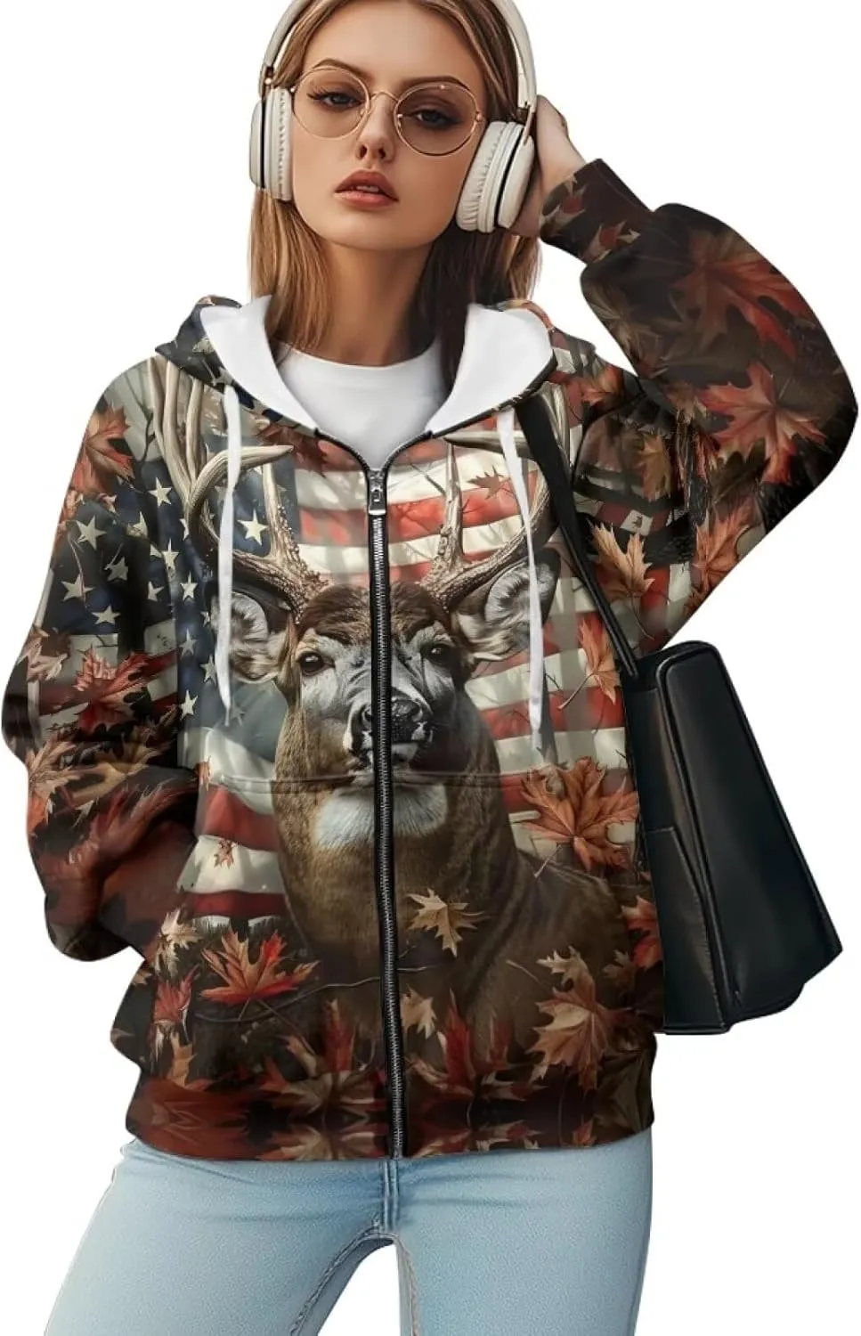 DISNIMO Cute Zip Up Hoodies for Women Y2K Jacket Graphic Sweatshirt Size XS-XL