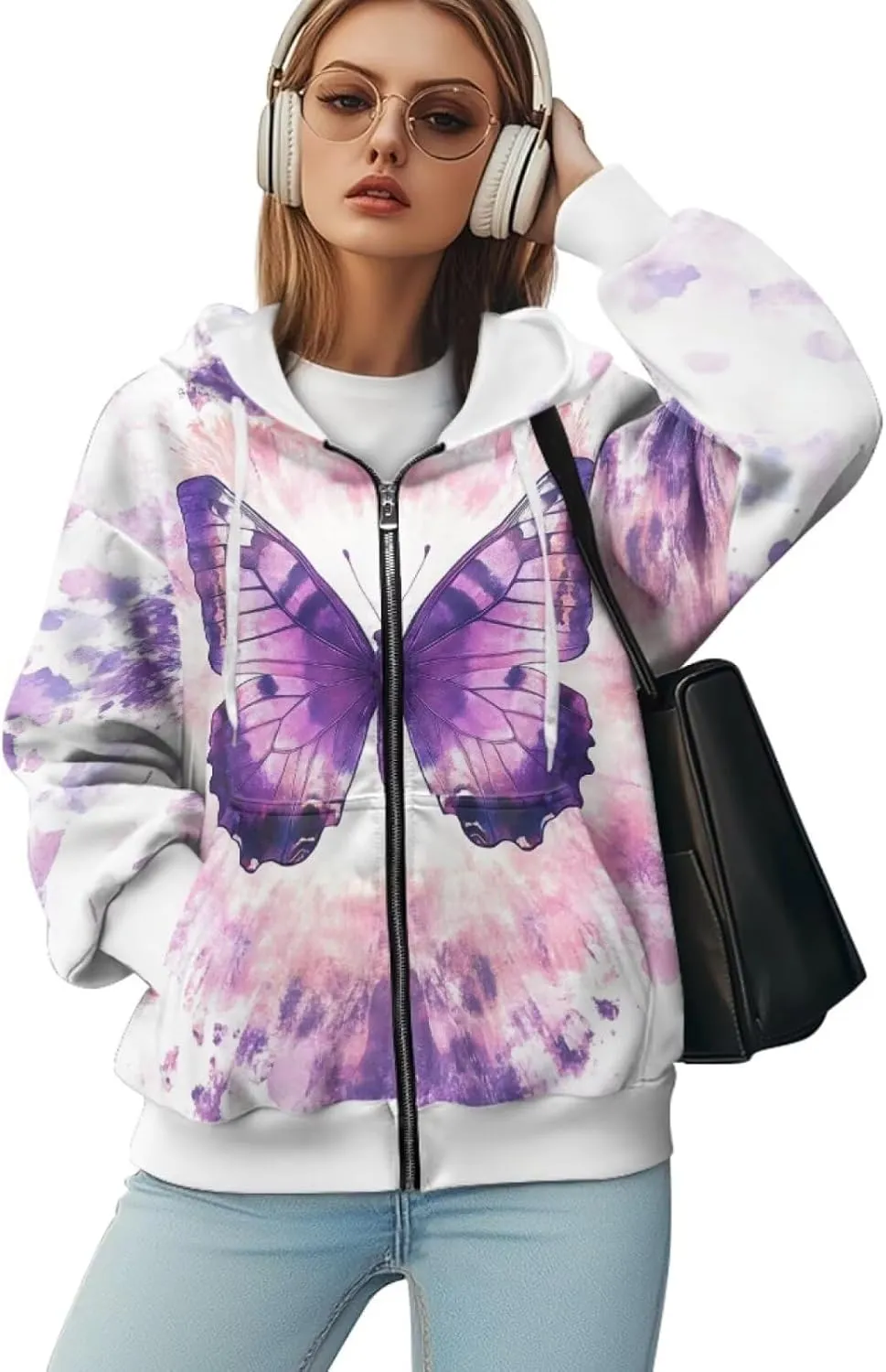 DISNIMO Cute Zip Up Hoodies for Women Y2K Jacket Graphic Sweatshirt Size XS-XL