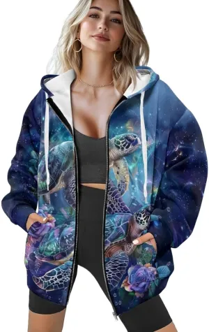 DISNIMO Cute Zip Up Hoodies for Women Y2K Jacket Graphic Sweatshirt Size XS-XL