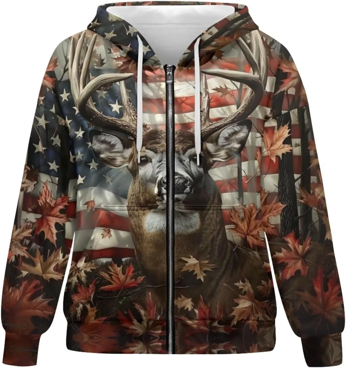 DISNIMO Cute Zip Up Hoodies for Women Y2K Jacket Graphic Sweatshirt Size XS-XL