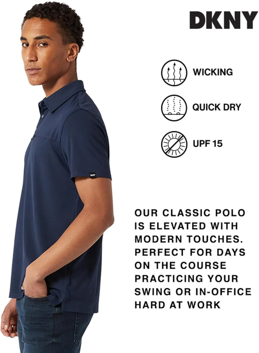 DKNY Mens Polo Shirts - Short Sleeve Quick Dri Fit Golf Polo Shirts for Mens | Performance Men's Polo Shirts with Pocket