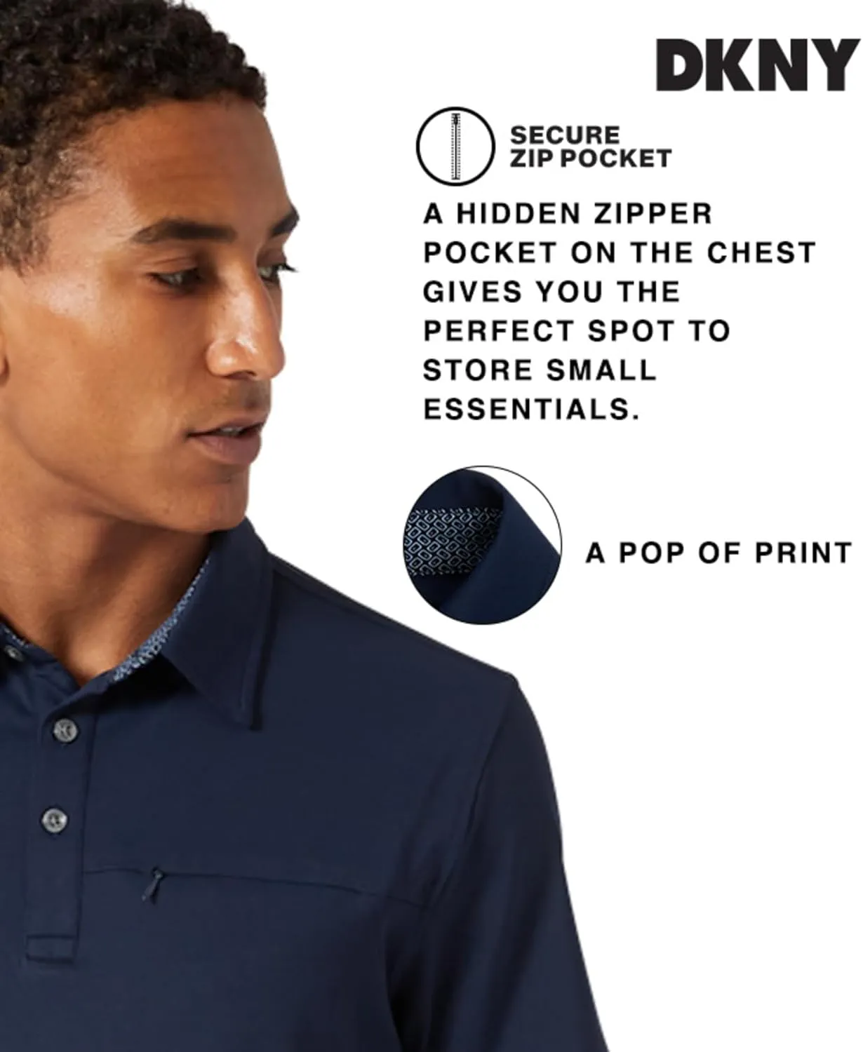 DKNY Mens Polo Shirts - Short Sleeve Quick Dri Fit Golf Polo Shirts for Mens | Performance Men's Polo Shirts with Pocket