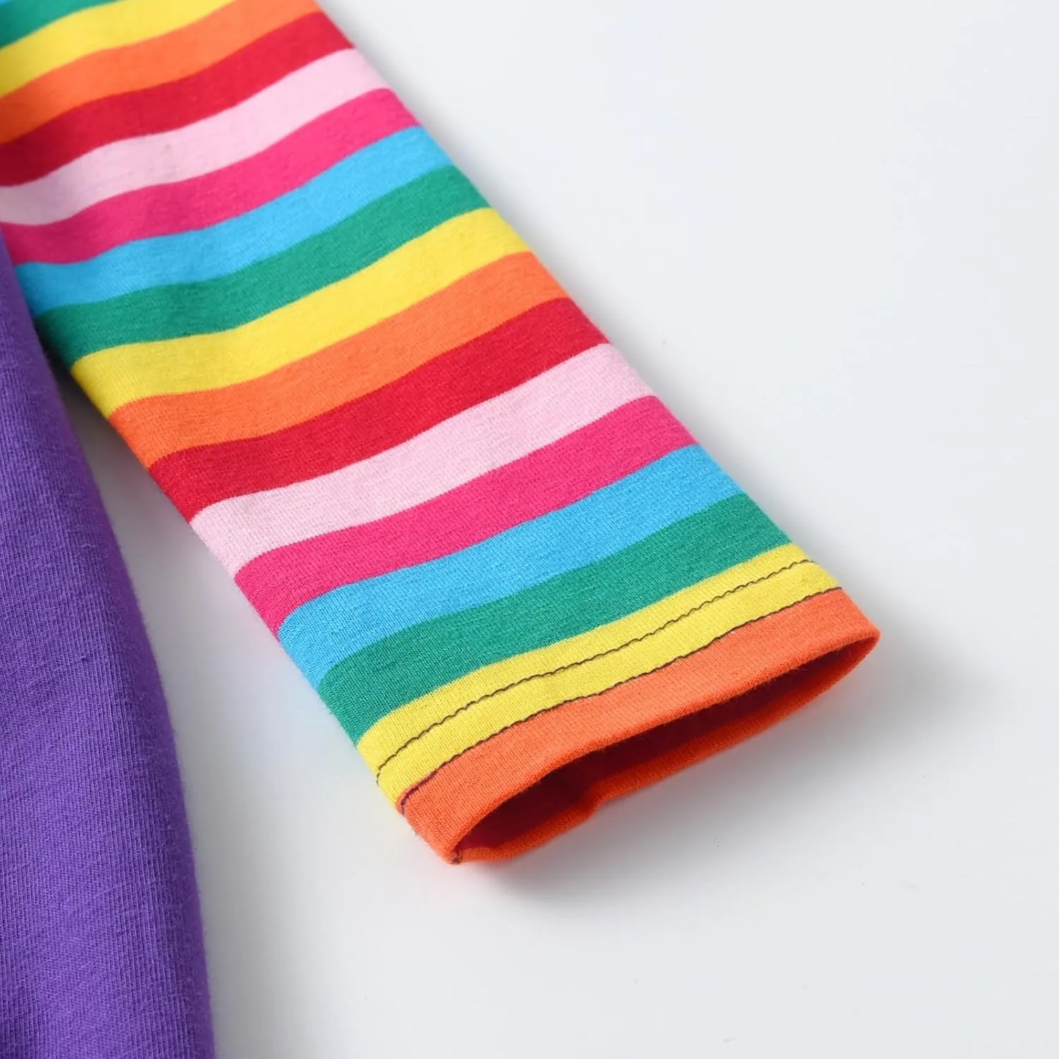 DXTON Toddler Girls Long Sleeve Dress Stripe Rainbow Ruffle Cotton Casual Tunic Shirt Fall Winter School Dress