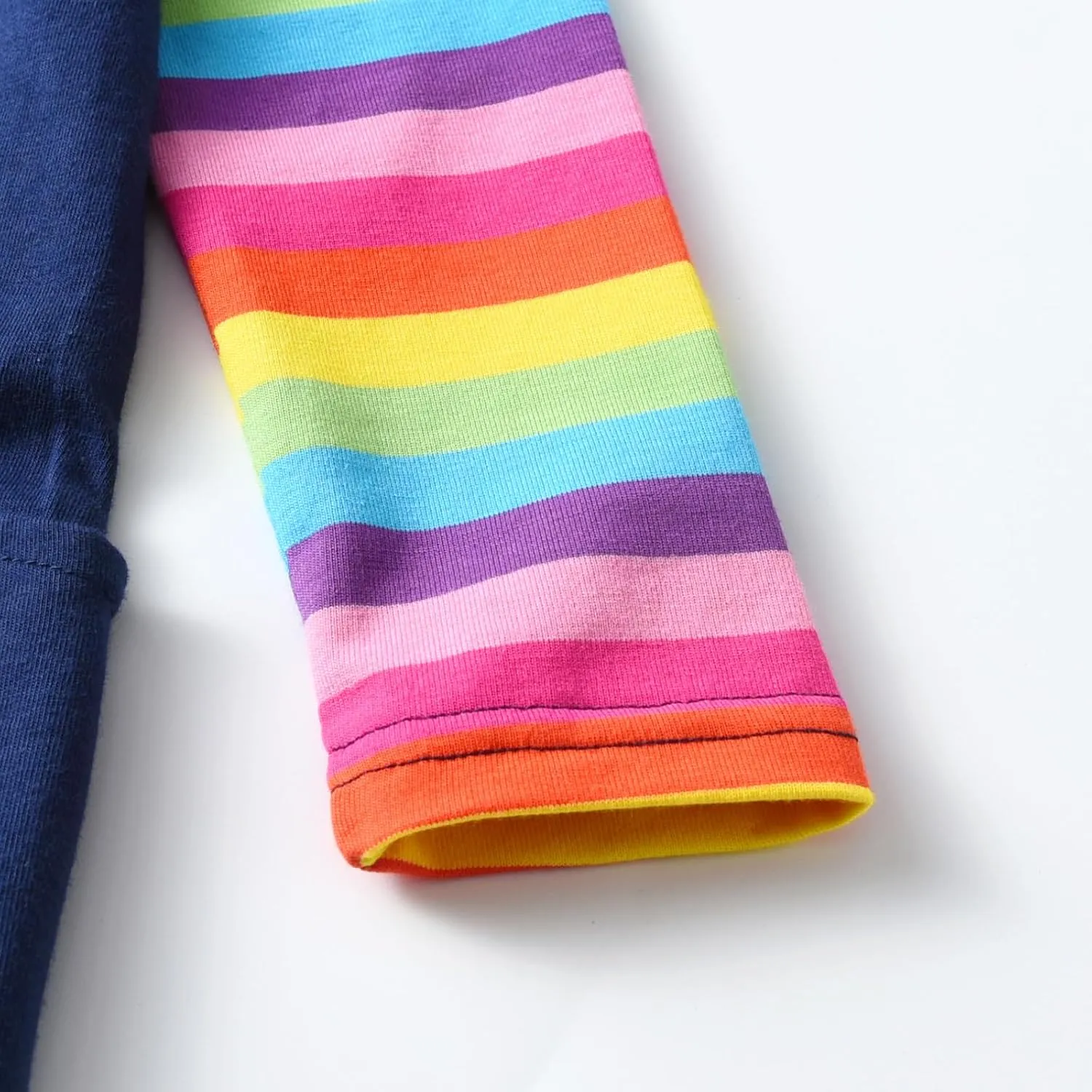 DXTON Toddler Girls Long Sleeve Dress Stripe Rainbow Ruffle Cotton Casual Tunic Shirt Fall Winter School Dress