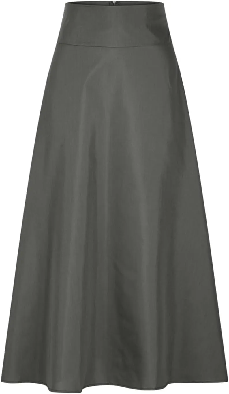 Elegant High Waisted A Line Skirts for Women Flowy Vintage Stretch Pleated Maxi Skirt Knee Length Dress