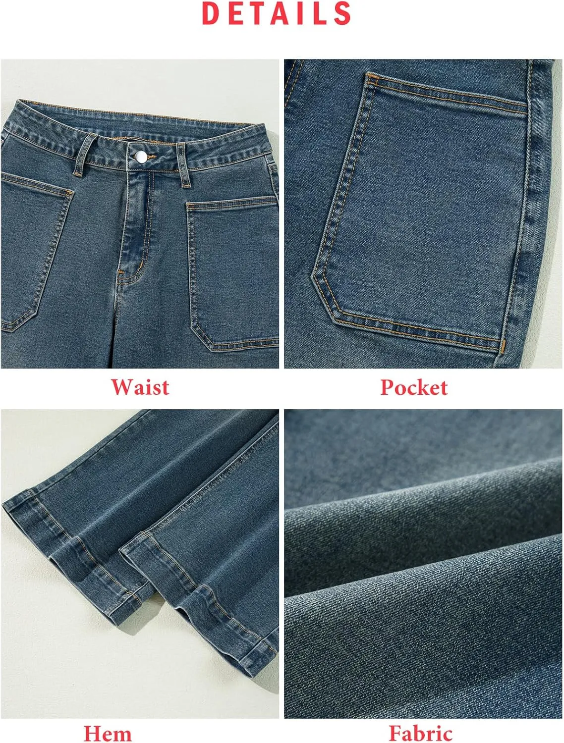 EVALESS Womens Wide Leg Jeans High Waisted Stretchy Loose Denim Pants