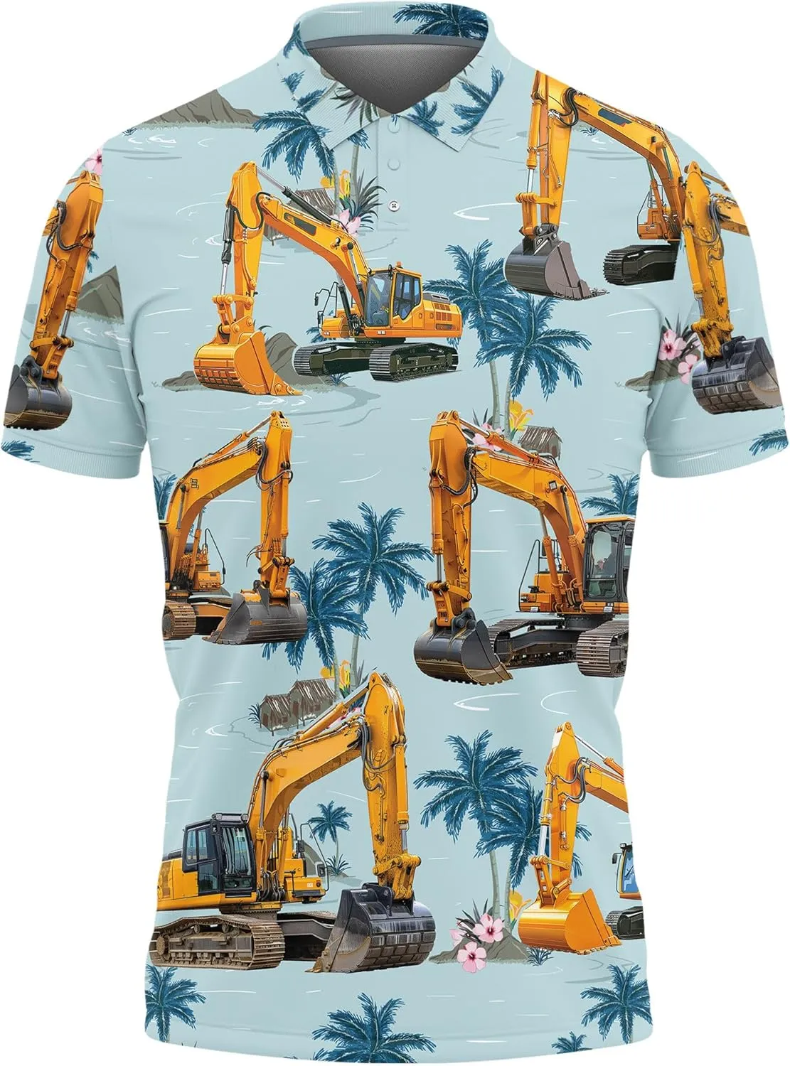 Excavator Polo Shirts for Men - Digger Men's Regular Fit Quick Dry Golf Polo Shirt Series 13