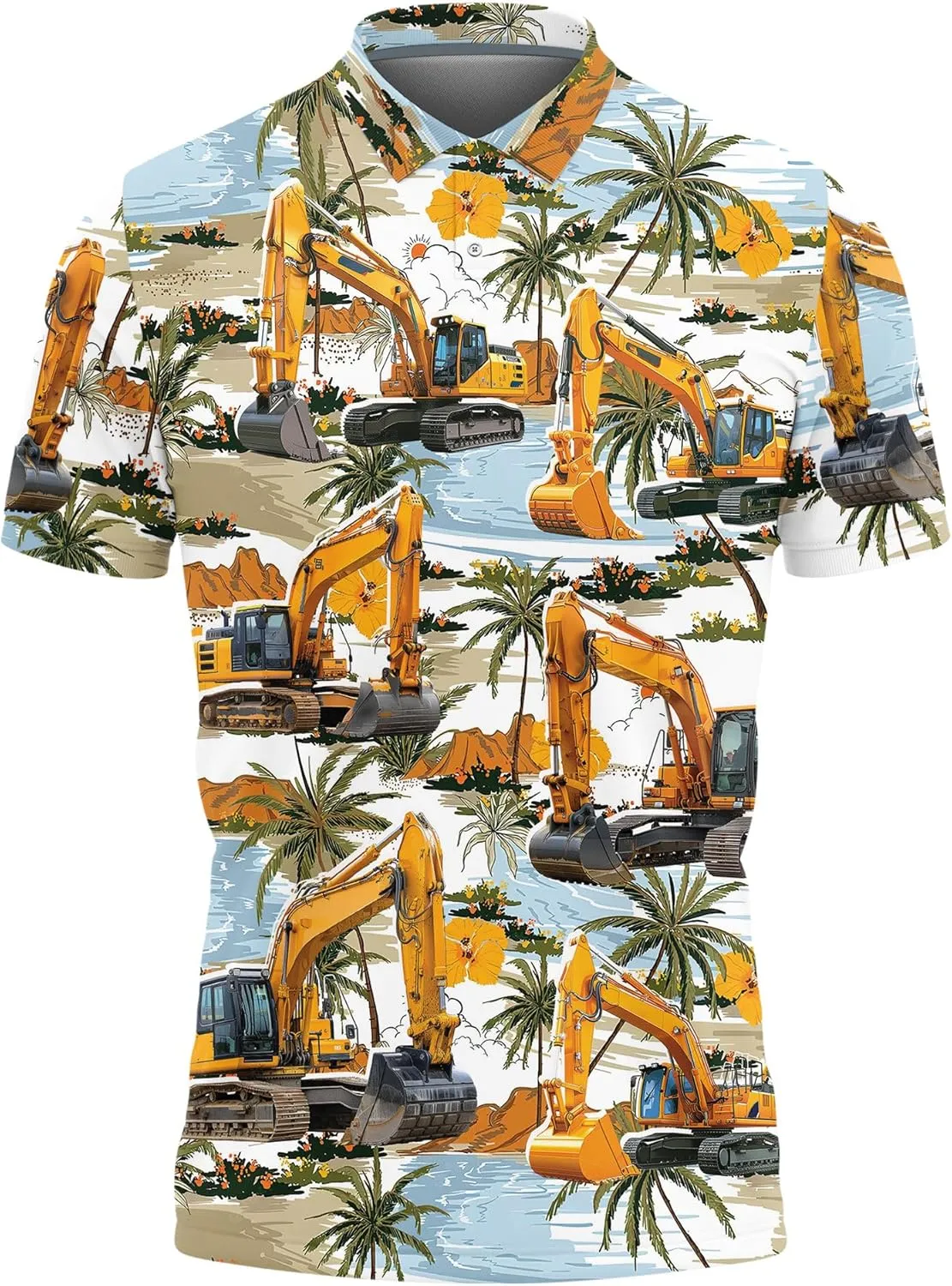 Excavator Polo Shirts for Men - Digger Men's Regular Fit Quick Dry Golf Polo Shirt Series 13