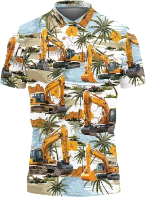 Excavator Polo Shirts for Men - Digger Men's Regular Fit Quick Dry Golf Polo Shirt Series 13