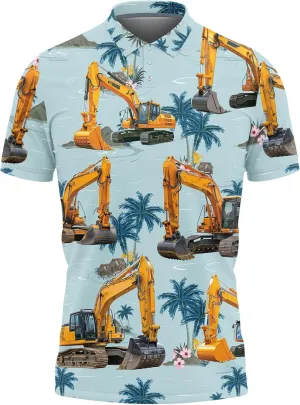 Excavator Polo Shirts for Men - Digger Men's Regular Fit Quick Dry Golf Polo Shirt Series 13
