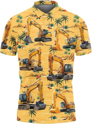 Excavator Polo Shirts for Men - Digger Men's Regular Fit Quick Dry Golf Polo Shirt Series 13