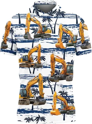 Excavator Polo Shirts for Men - Digger Men's Regular Fit Quick Dry Golf Polo Shirt Series 13