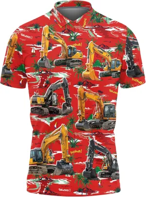 Excavator Polo Shirts for Men - Digger Men's Regular Fit Quick Dry Golf Polo Shirt Series 13