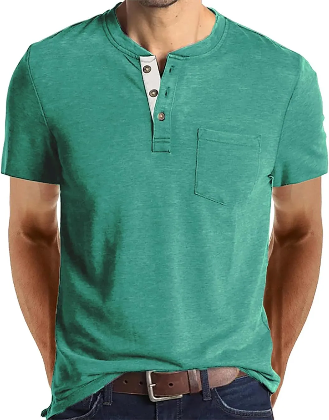 FANARCHER Mens Henley Short Sleeve T-Shirts Casual Tee Shirts Cotton Summer Tops