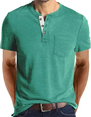 FANARCHER Mens Henley Short Sleeve T-Shirts Casual Tee Shirts Cotton Summer Tops