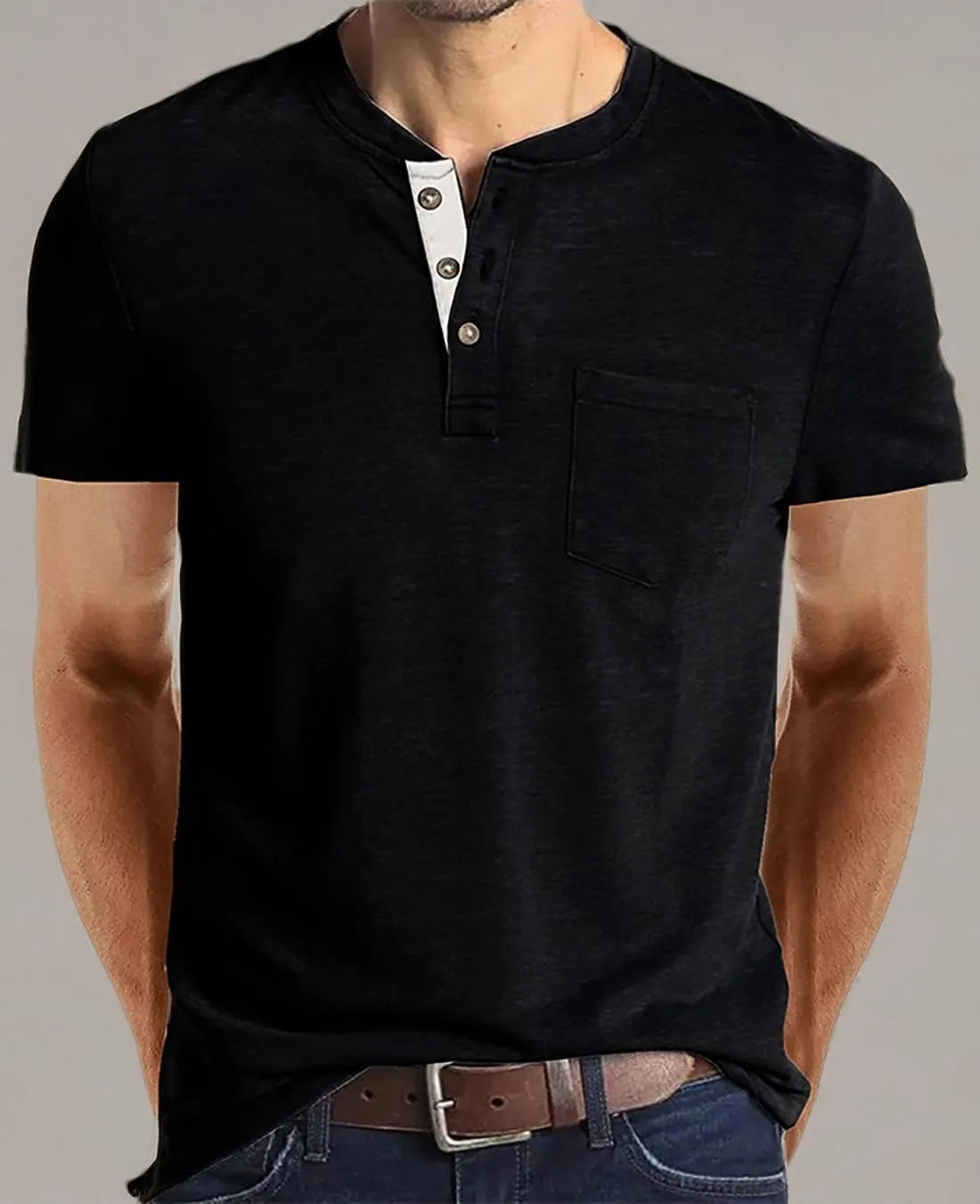 FANARCHER Mens Henley Short Sleeve T-Shirts Casual Tee Shirts Cotton Summer Tops