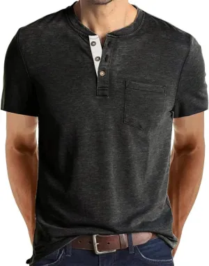 FANARCHER Mens Henley Short Sleeve T-Shirts Casual Tee Shirts Cotton Summer Tops