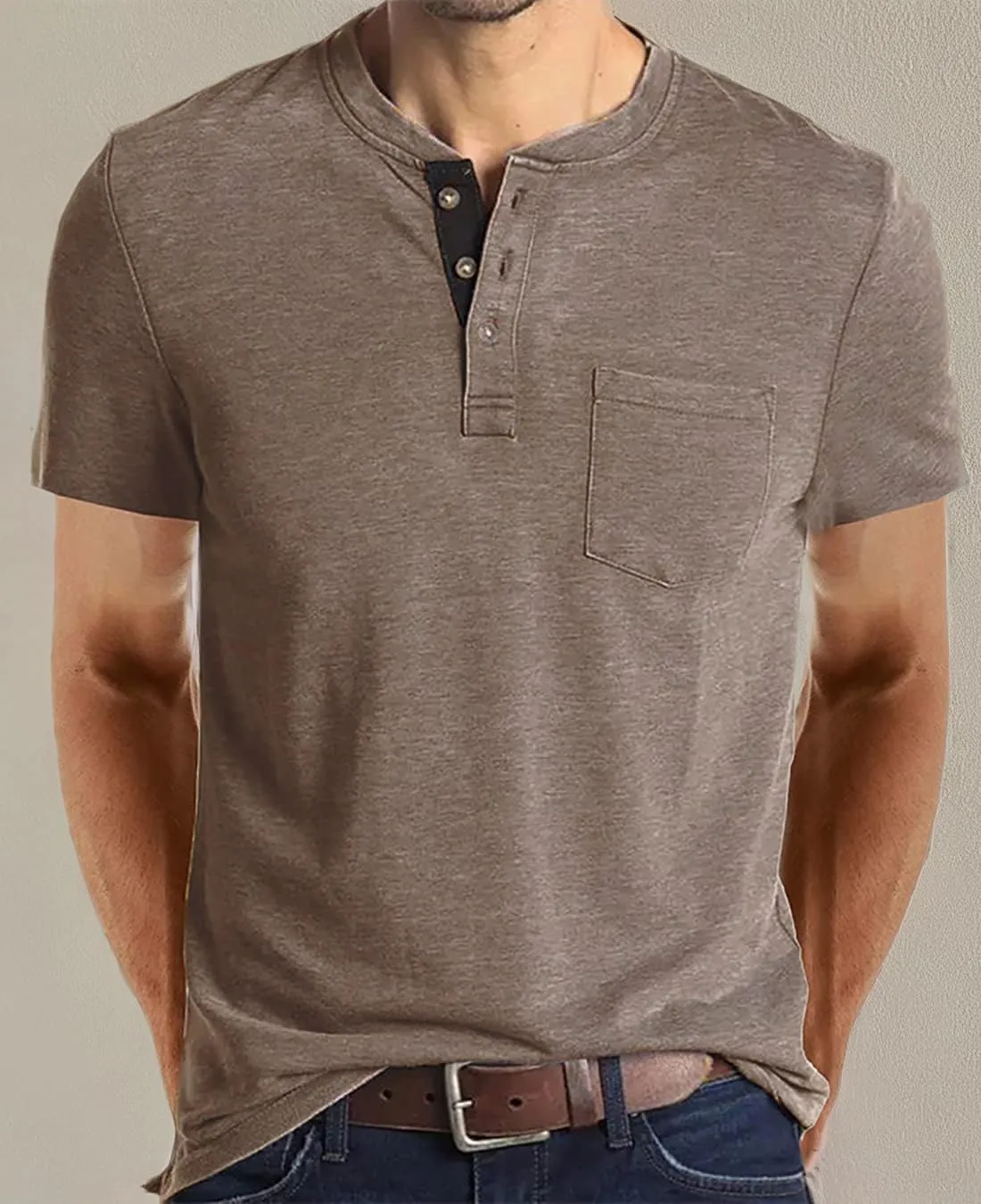 FANARCHER Mens Henley Short Sleeve T-Shirts Casual Tee Shirts Cotton Summer Tops