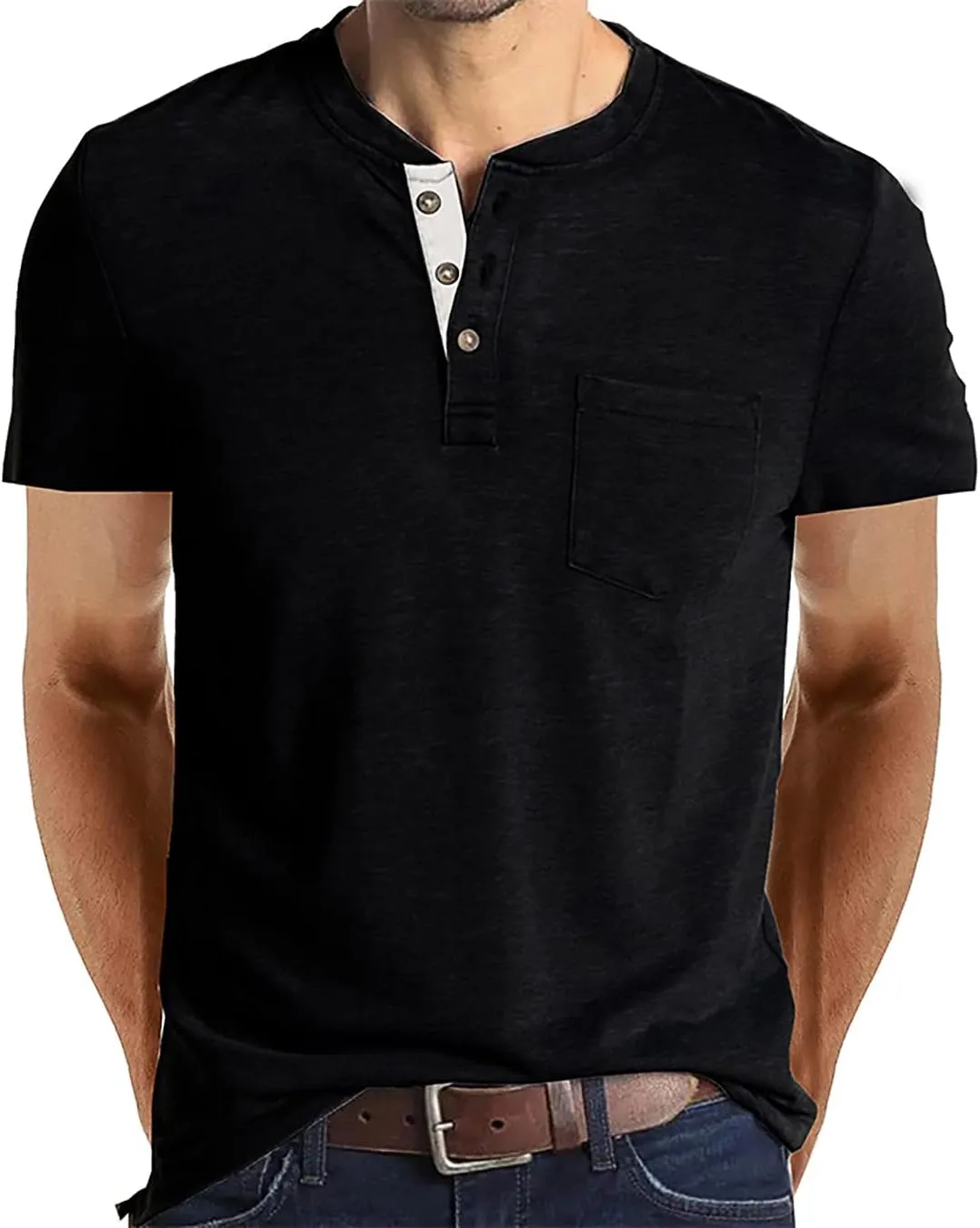 FANARCHER Mens Henley Short Sleeve T-Shirts Casual Tee Shirts Cotton Summer Tops