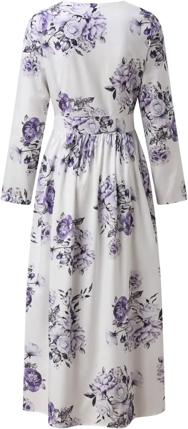 Floral Dresses for Women Sleeveless Wrap V Neck Sun Dresses Side Split Sexy Flowy Maxi Long Dress