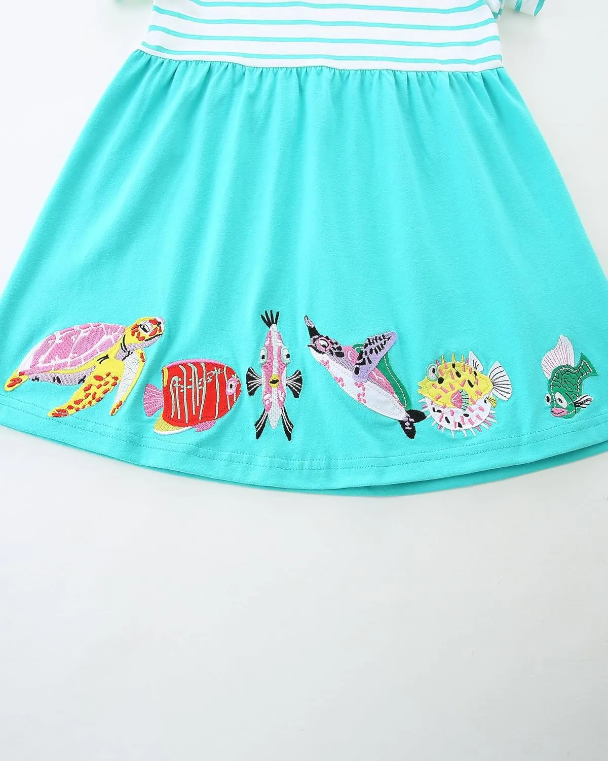 FreeLu Toddler Girls Cartoon Clothes Summer Casual Dress Embroidery Floral Dresses 2-8Y