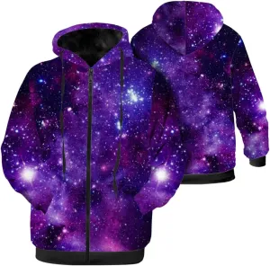 Galaxy Jacket for Men Women Winter Coat Hoodied Sweatshirts Zip Up Hoodies