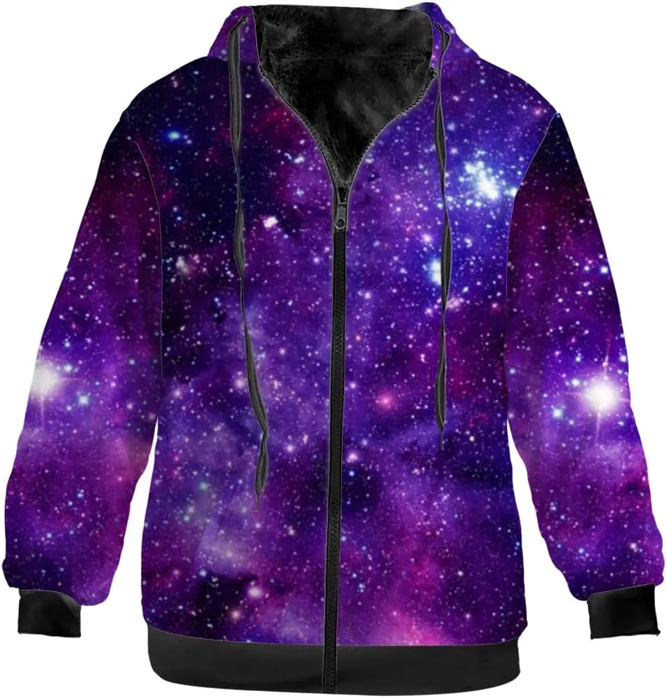 Galaxy Jacket for Men Women Winter Coat Hoodied Sweatshirts Zip Up Hoodies