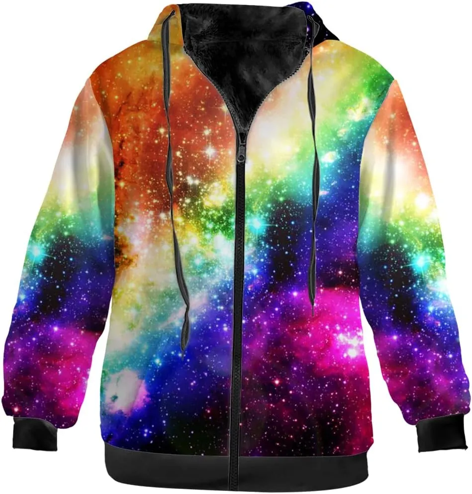 Galaxy Jacket for Men Women Winter Coat Hoodied Sweatshirts Zip Up Hoodies