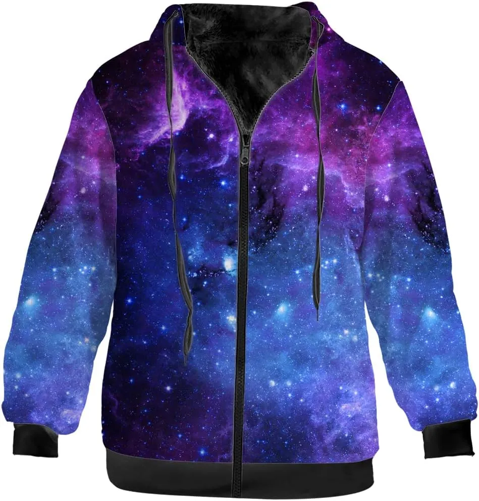 Galaxy Jacket for Men Women Winter Coat Hoodied Sweatshirts Zip Up Hoodies