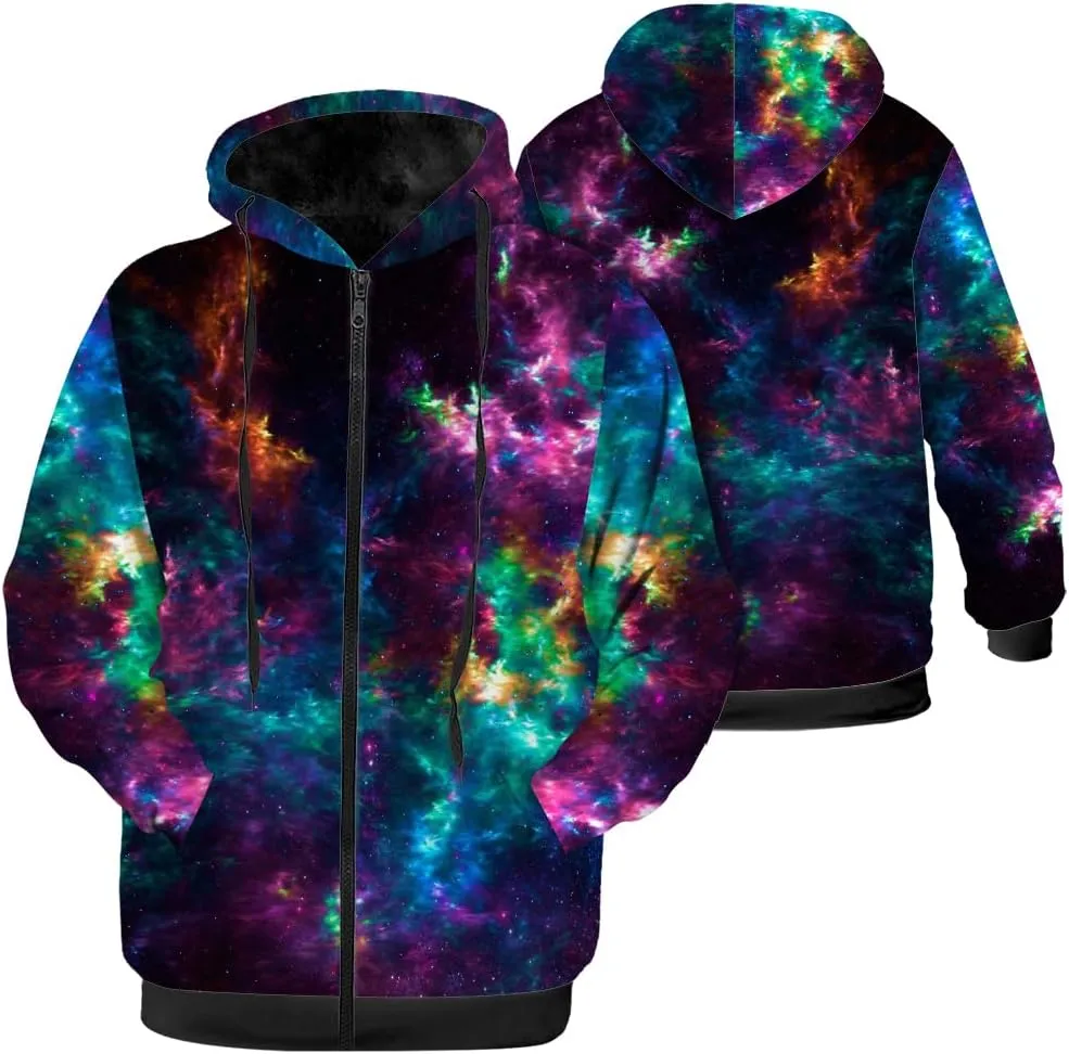 Galaxy Jacket for Men Women Winter Coat Hoodied Sweatshirts Zip Up Hoodies