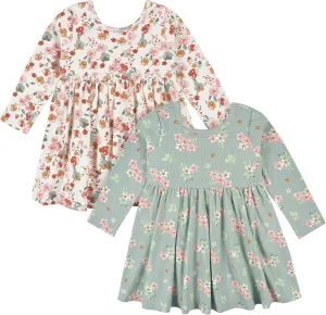 Gerber Baby Girls' Toddler 2-Pack Long Sleeve Dresses