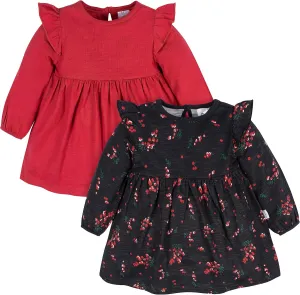 Gerber Baby Girls' Toddler 2-Pack Long Sleeve Dresses