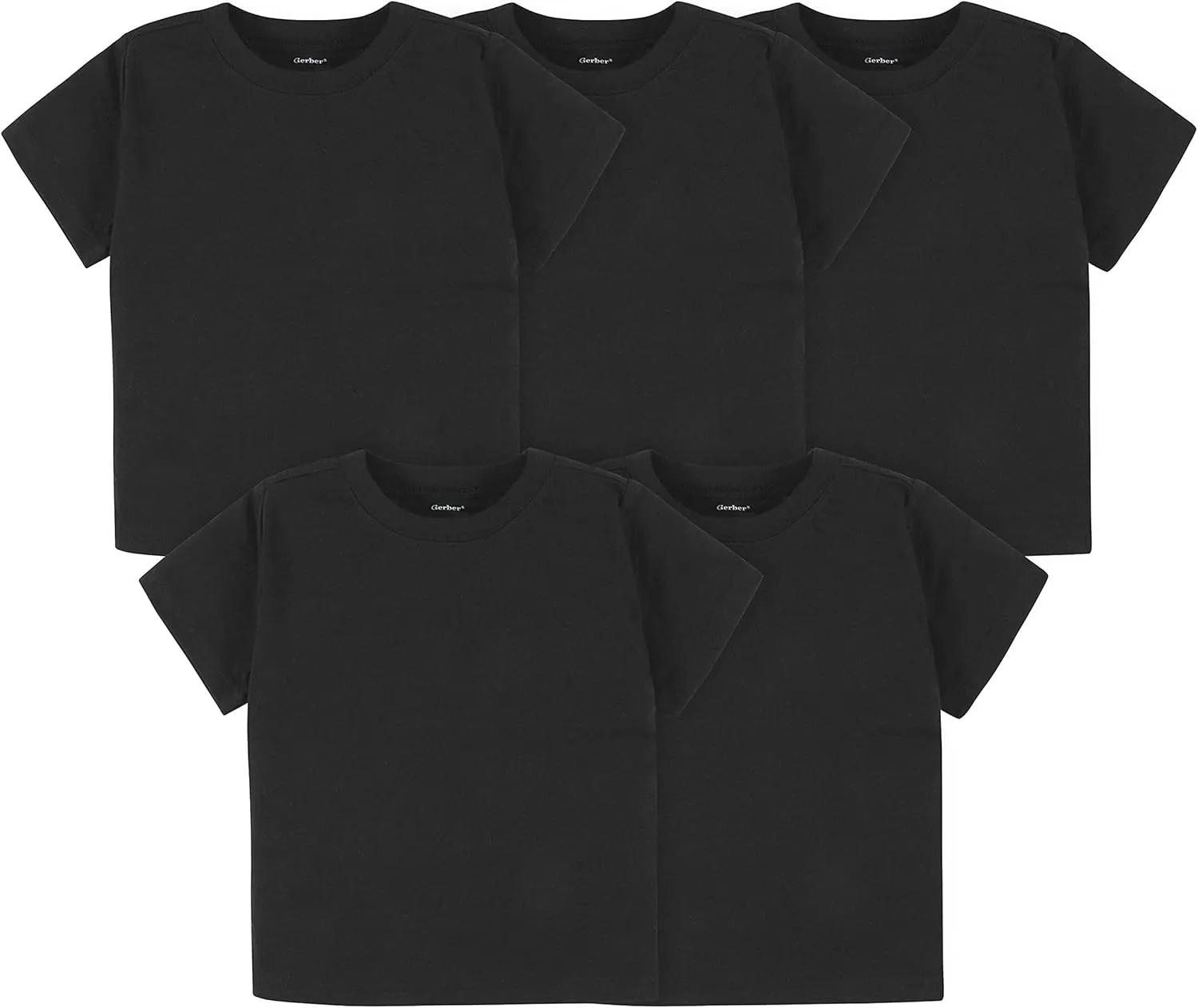 Gerber Baby Toddler 5-Pack Solid Short Sleeve T-Shirts Jersey 160 GSM