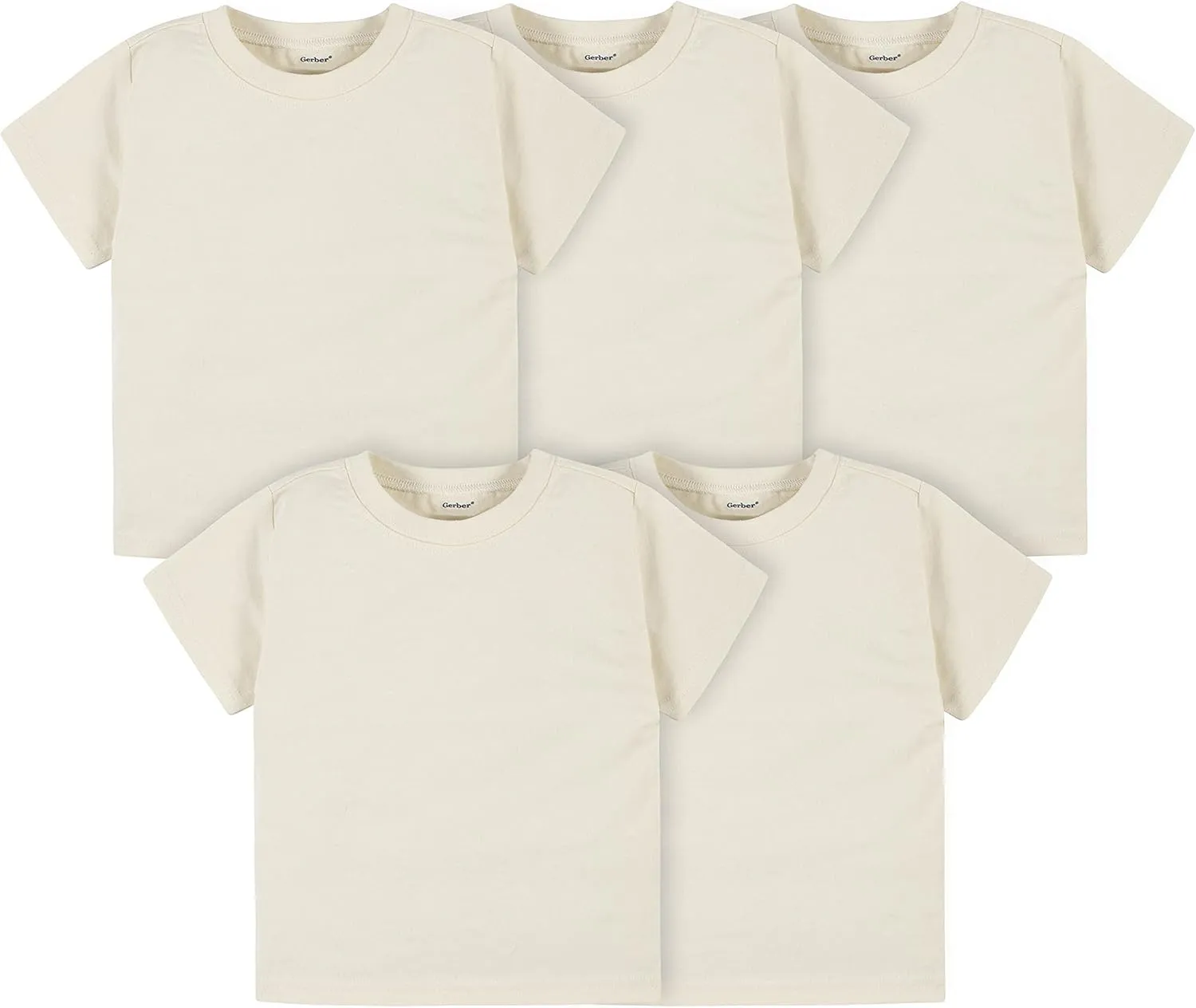 Gerber Baby Toddler 5-Pack Solid Short Sleeve T-Shirts Jersey 160 GSM