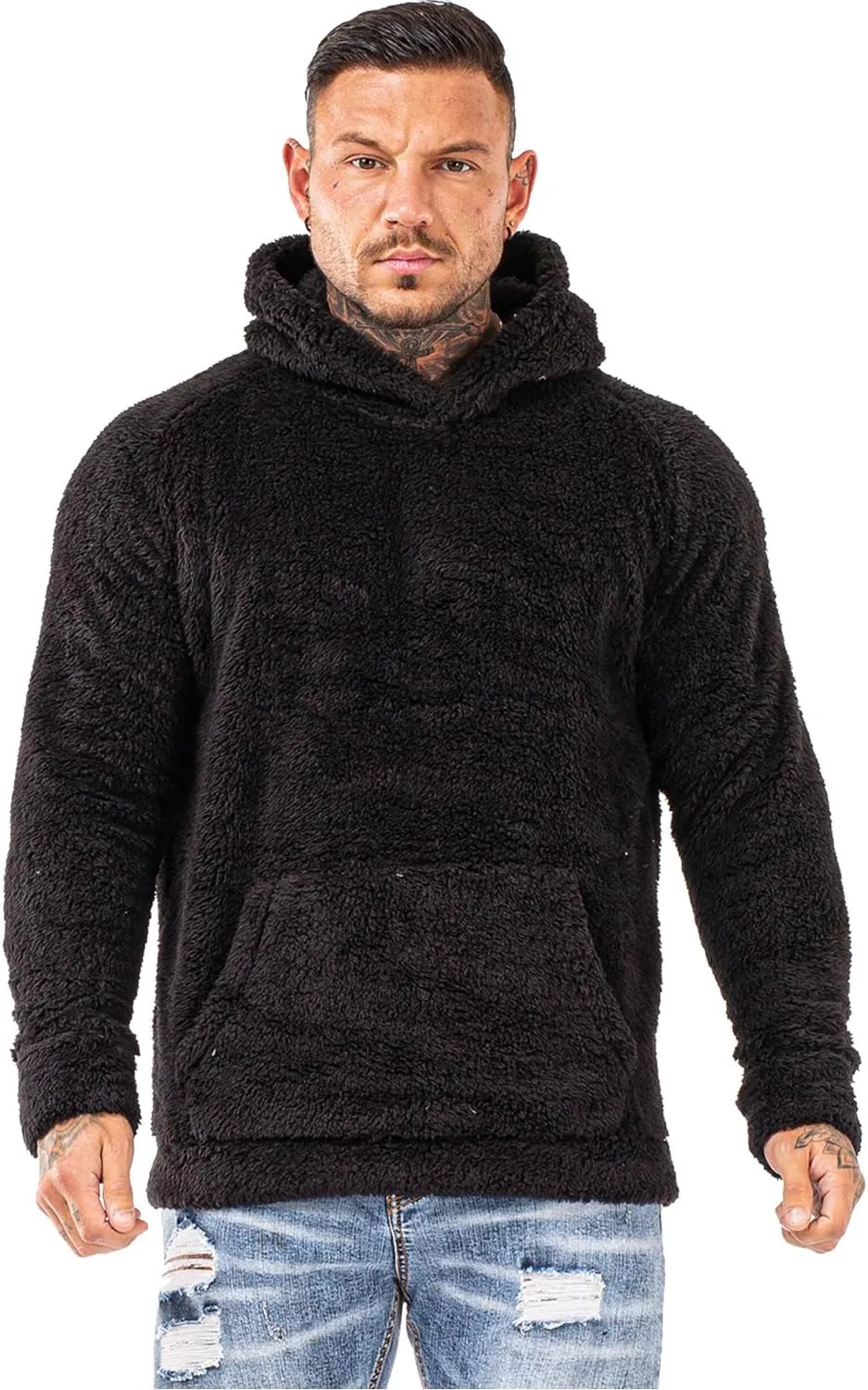 GINGTTO Men's Fuzzy Sherpa Sweatshirt Fashion Pullover Fleece Hoodies