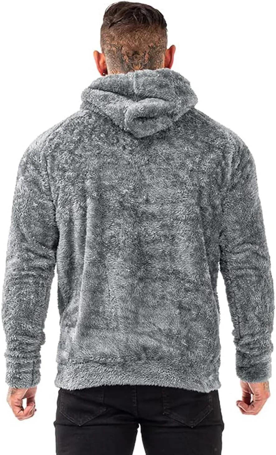 GINGTTO Men's Fuzzy Sherpa Sweatshirt Fashion Pullover Fleece Hoodies
