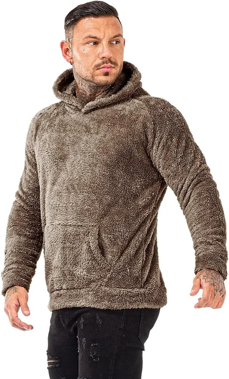 GINGTTO Men's Fuzzy Sherpa Sweatshirt Fashion Pullover Fleece Hoodies