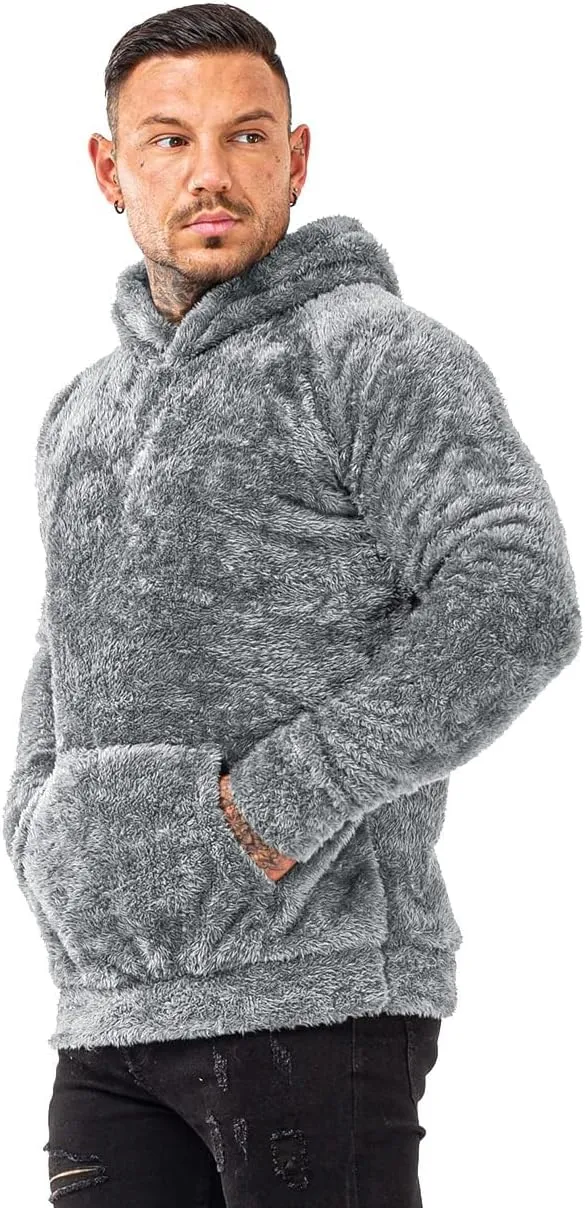 GINGTTO Men's Fuzzy Sherpa Sweatshirt Fashion Pullover Fleece Hoodies
