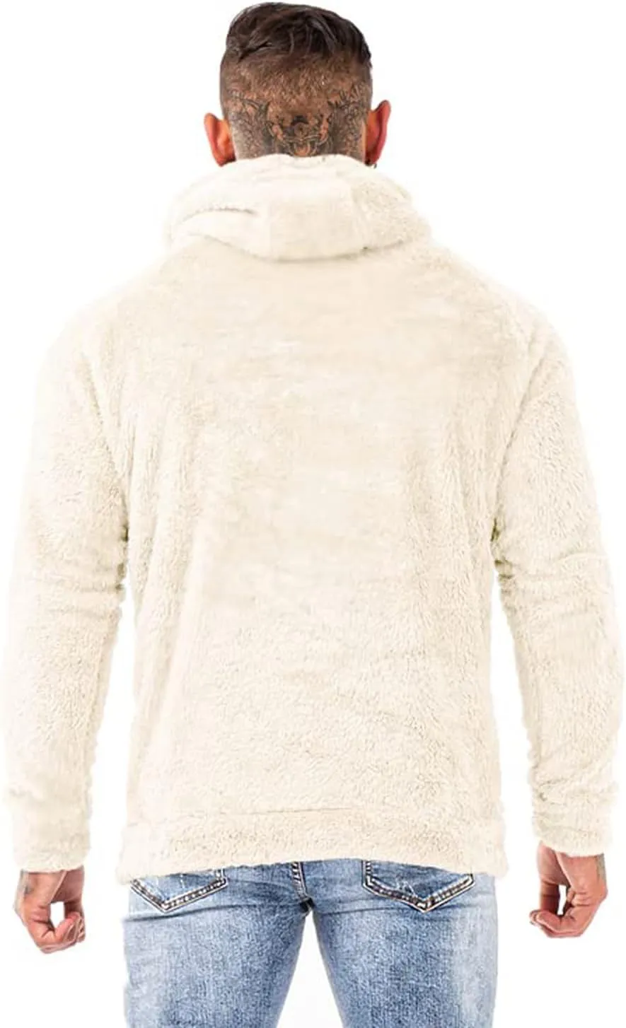 GINGTTO Men's Fuzzy Sherpa Sweatshirt Fashion Pullover Fleece Hoodies