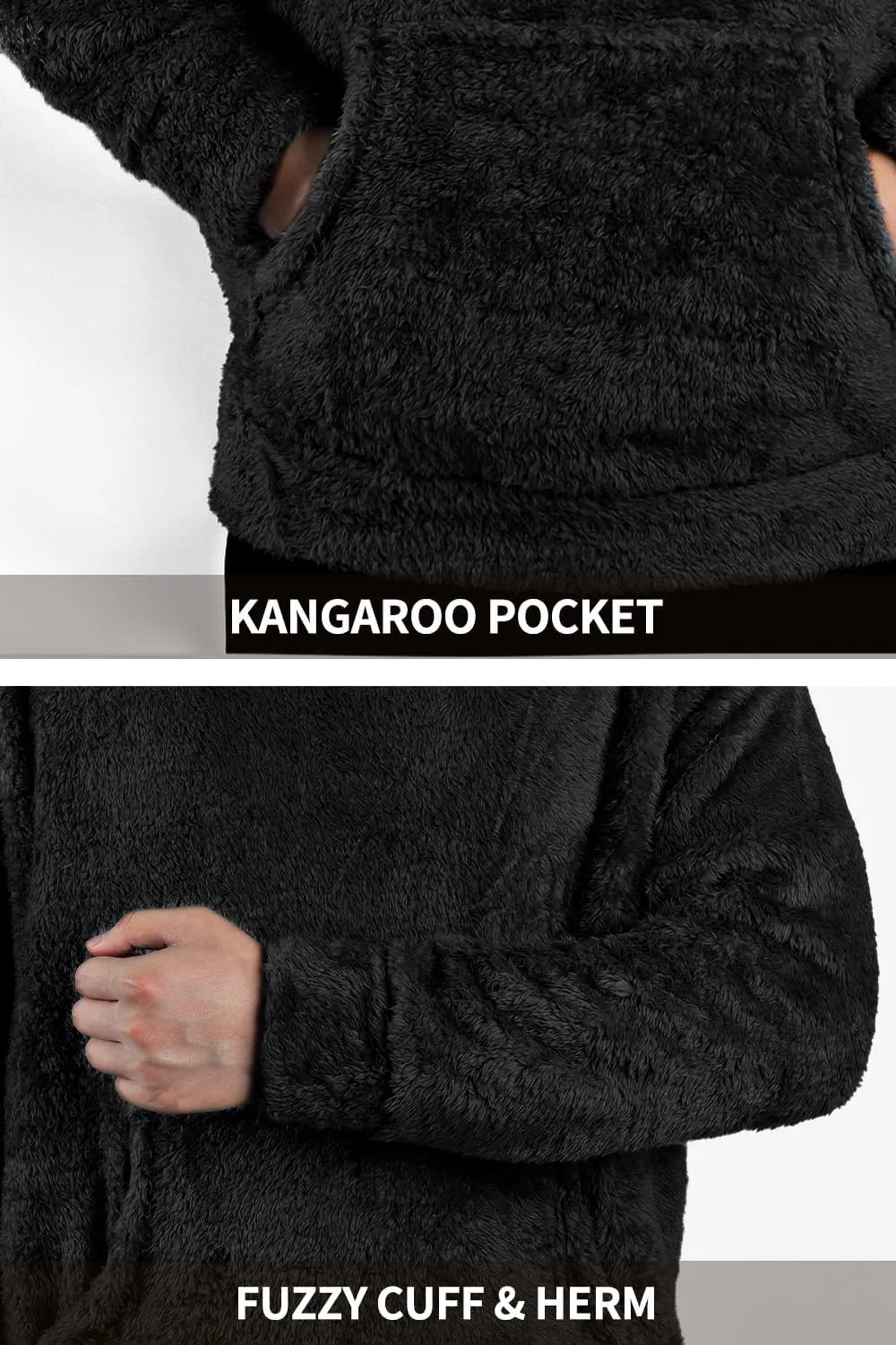 GINGTTO Men's Fuzzy Sherpa Sweatshirt Fashion Pullover Fleece Hoodies