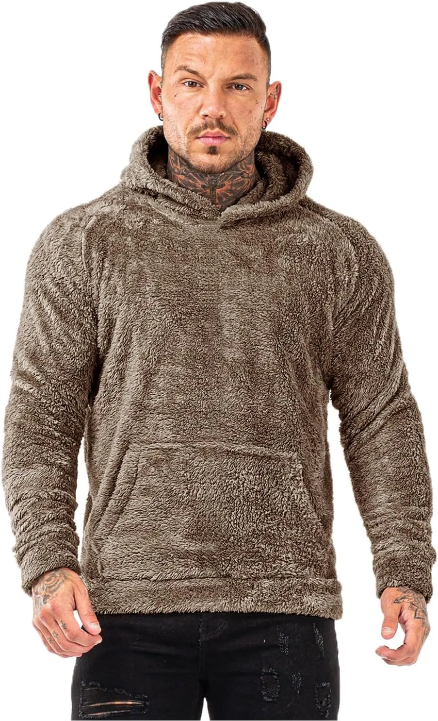 GINGTTO Men's Fuzzy Sherpa Sweatshirt Fashion Pullover Fleece Hoodies