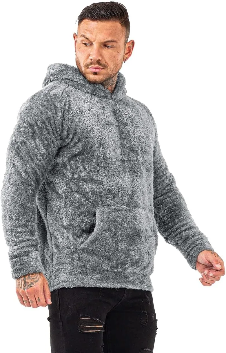 GINGTTO Men's Fuzzy Sherpa Sweatshirt Fashion Pullover Fleece Hoodies