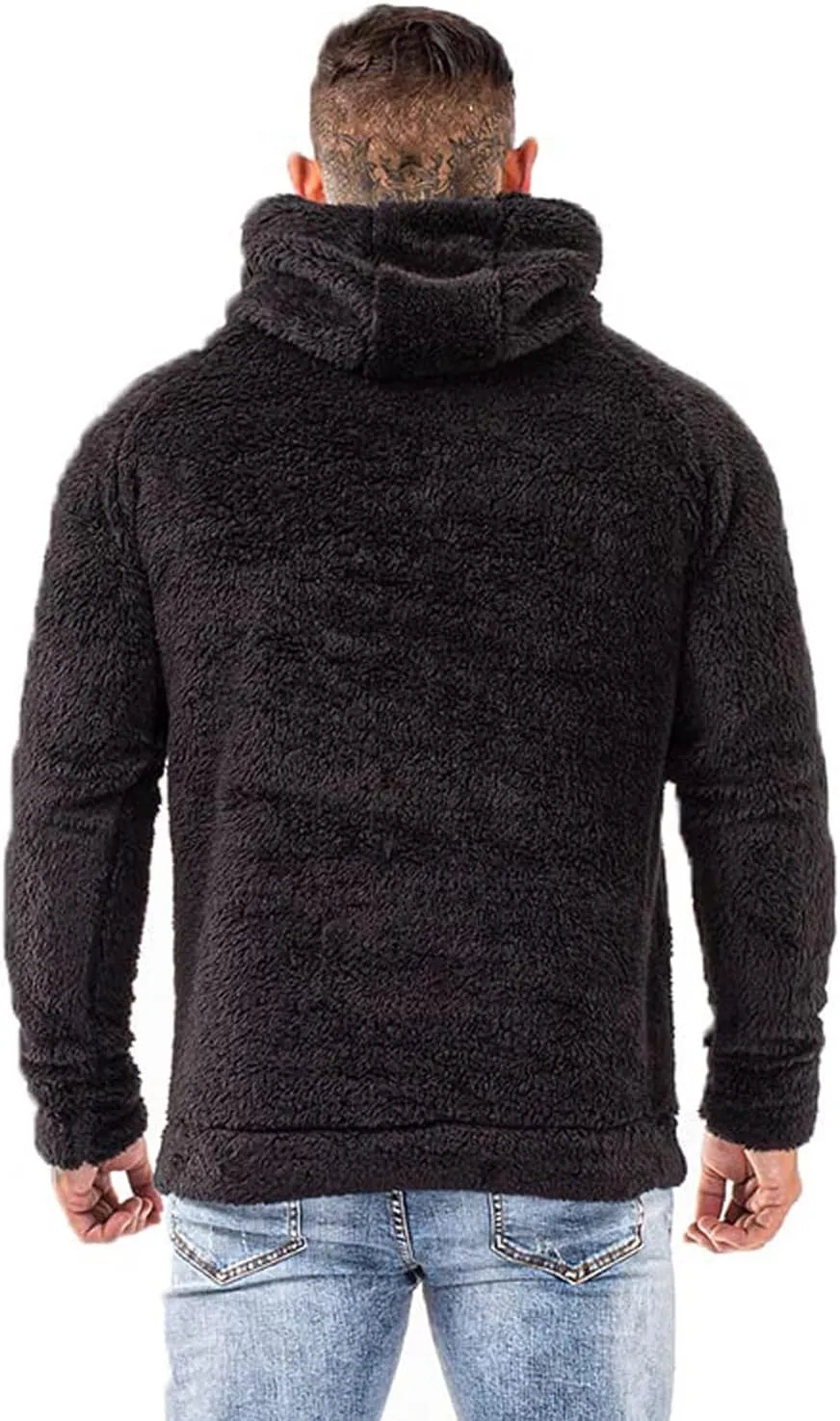 GINGTTO Men's Fuzzy Sherpa Sweatshirt Fashion Pullover Fleece Hoodies