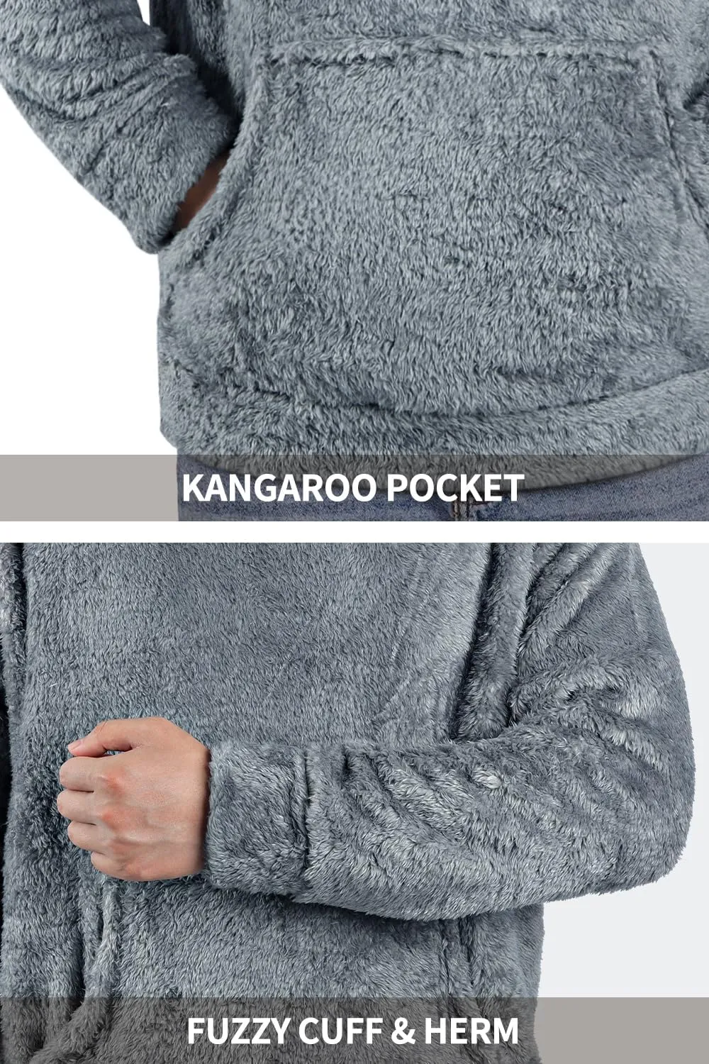 GINGTTO Men's Fuzzy Sherpa Sweatshirt Fashion Pullover Fleece Hoodies