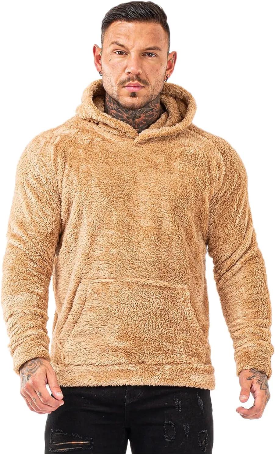 GINGTTO Men's Fuzzy Sherpa Sweatshirt Fashion Pullover Fleece Hoodies