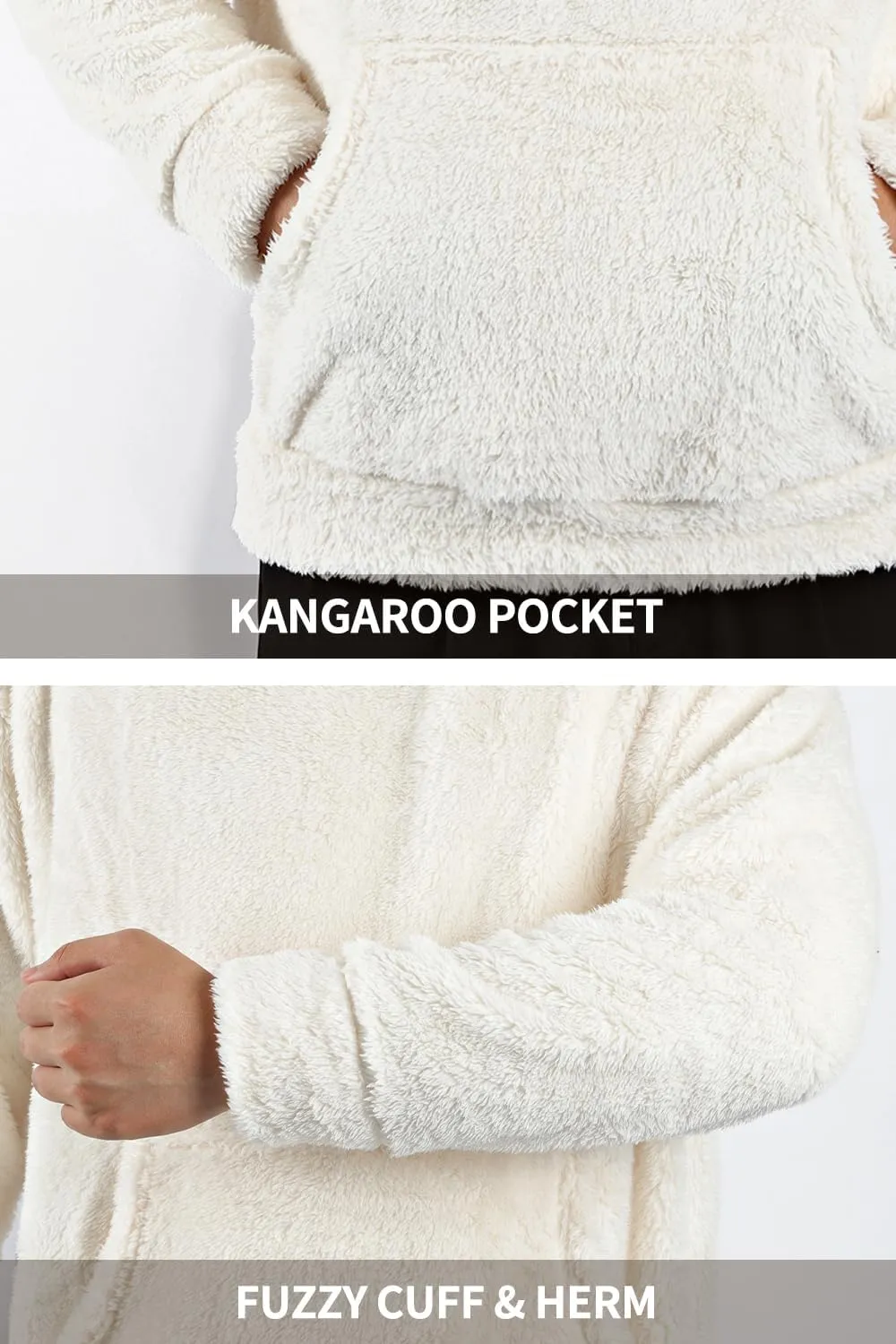 GINGTTO Men's Fuzzy Sherpa Sweatshirt Fashion Pullover Fleece Hoodies