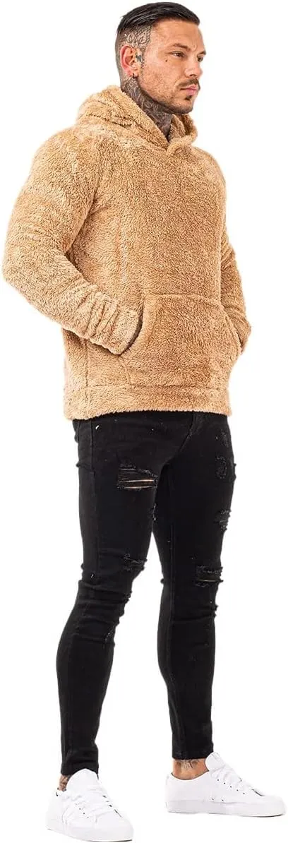 GINGTTO Men's Fuzzy Sherpa Sweatshirt Fashion Pullover Fleece Hoodies