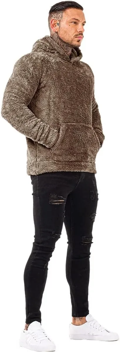GINGTTO Men's Fuzzy Sherpa Sweatshirt Fashion Pullover Fleece Hoodies